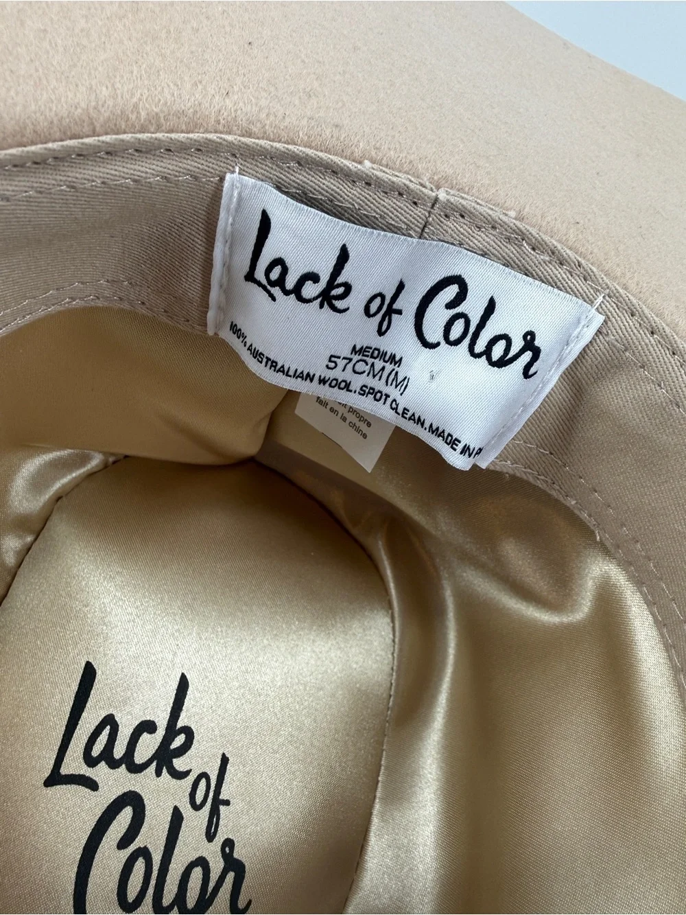 NEW Lack of Color Beige Australian Wool Fedora Hat Medium Wide Brim Boho Western